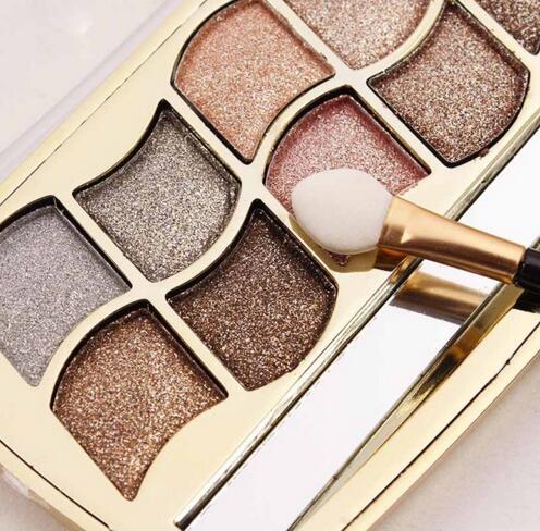 Professional Eye Makeup 12 Colors Eyeshadow Palette Gold Smoky Cosmetics Makeup Palette Diamond Bright Glitter Eye Shadow