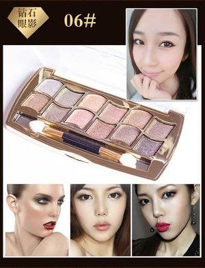 Professional Eye Makeup 12 Colors Eyeshadow Palette Gold Smoky Cosmetics Makeup Palette Diamond Bright Glitter Eye Shadow