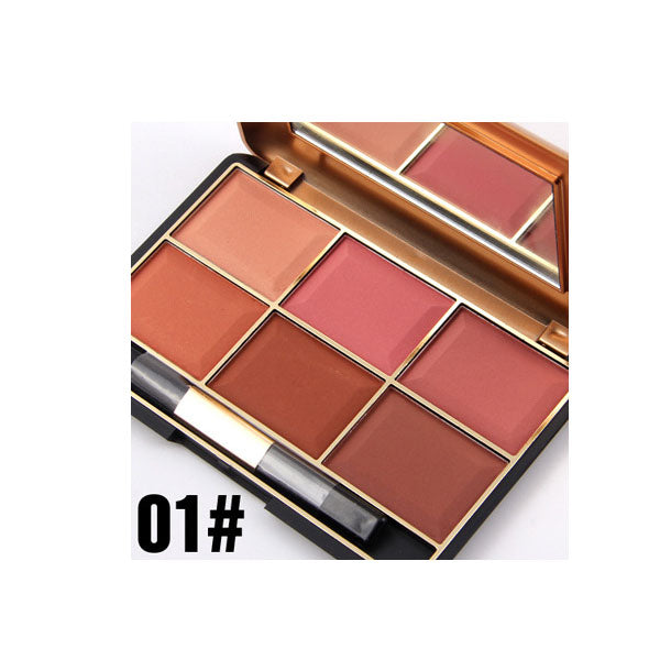 Professional Makeup Blusher Long Lasting 6 Color Minerals Powder Retro Face Base Blush Bronzers Contouring Make Up Palette