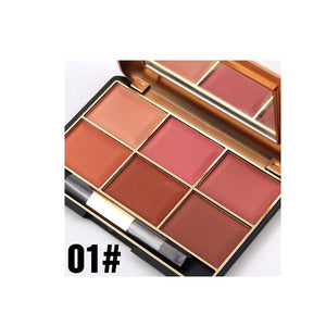 Professional Makeup Blusher Long Lasting 6 Color Minerals Powder Retro Face Base Blush Bronzers Contouring Make Up Palette