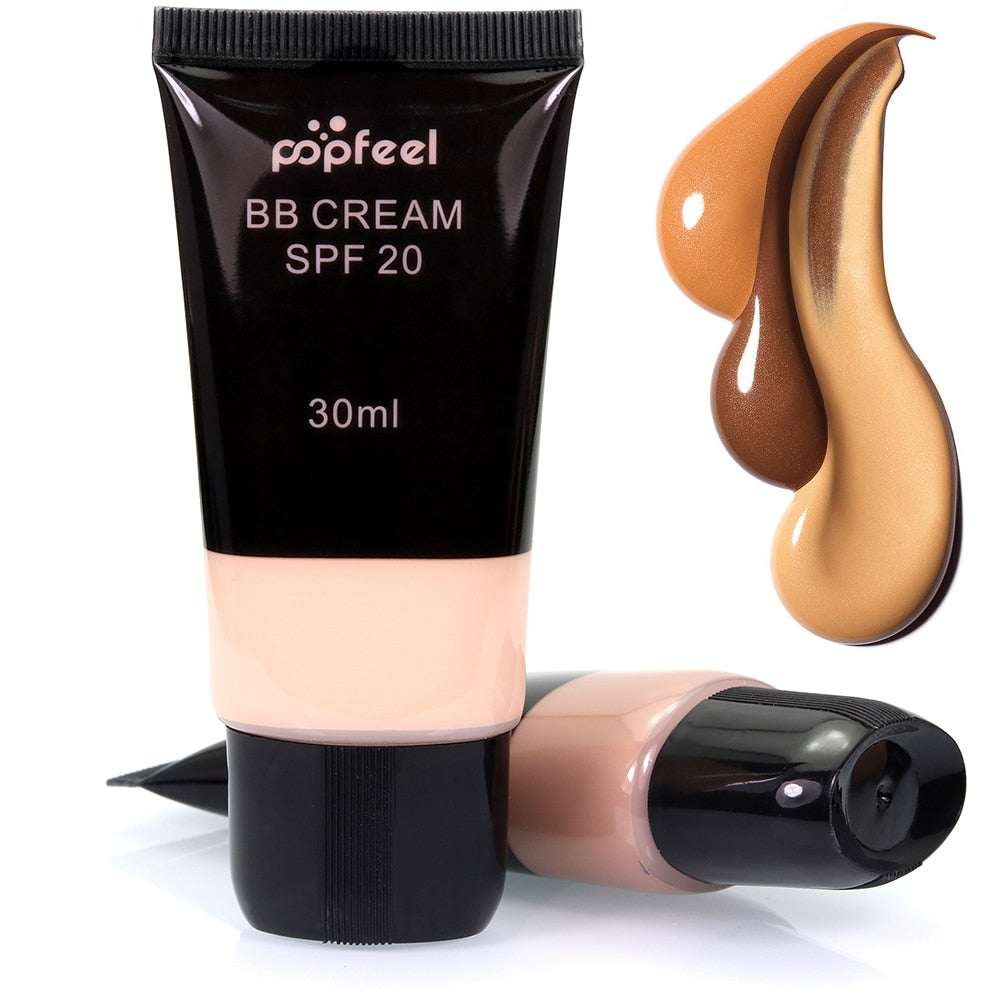 Popfeel Brand Bases Makeup Waterproof SPF 20 Sun Block Whitening Matte Face Nude Liquid Foundation BB Cream Makeup Free Shipping
