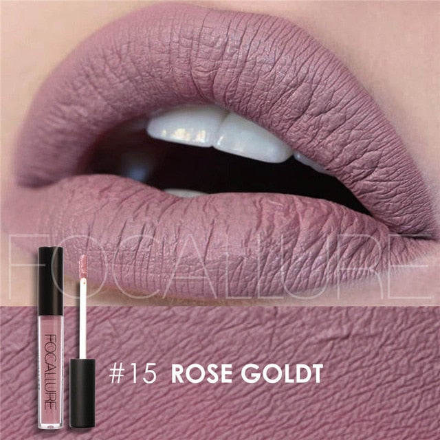 New Makeup 2017 Metallic Lip Color Cosmetics Waterproof Lip Gloss Gold Shimmer Matte Liquid Focallure Metallic Lipstick Lot
