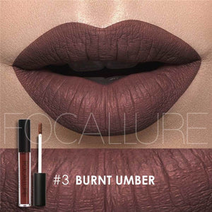 New Makeup 2017 Metallic Lip Color Cosmetics Waterproof Lip Gloss Gold Shimmer Matte Liquid Focallure Metallic Lipstick Lot