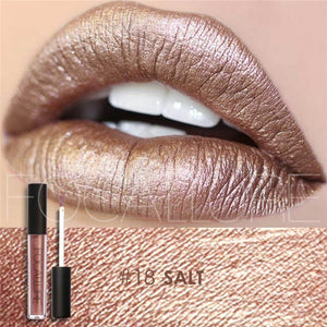 New Makeup 2017 Metallic Lip Color Cosmetics Waterproof Lip Gloss Gold Shimmer Matte Liquid Focallure Metallic Lipstick Lot