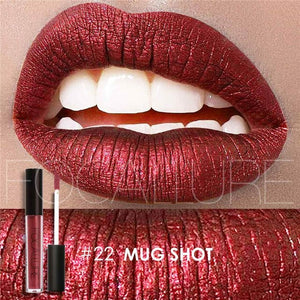 New Makeup 2017 Metallic Lip Color Cosmetics Waterproof Lip Gloss Gold Shimmer Matte Liquid Focallure Metallic Lipstick Lot