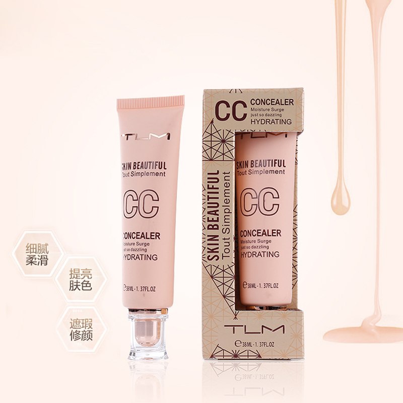 New Fashion 2017 TLM Brand CC Cream Cosmetics Waterproof Full Cover Pores Concealer Face Whitening CC Brand Makeup Cream
