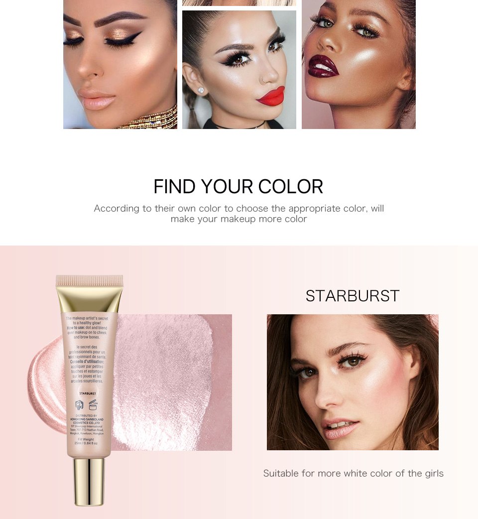 New Contour Highlighters Brand Cosmetics Waterproof White Shimmer Glow Brighten Face Liquid Highlighter o.two.o Makeup