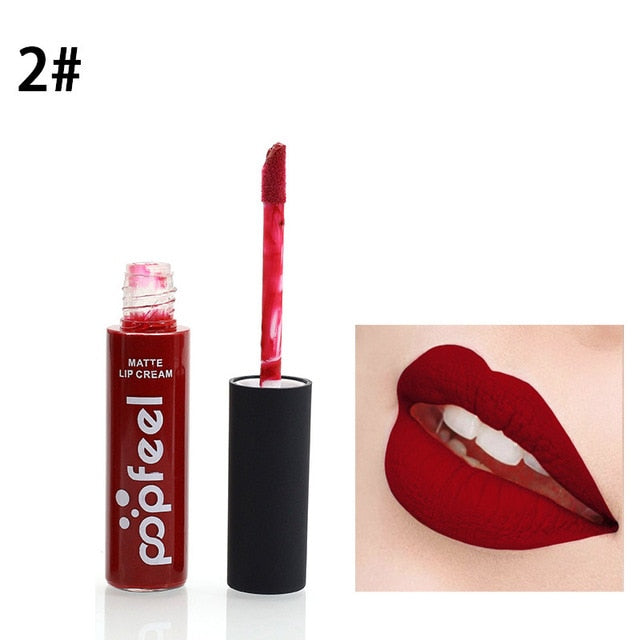 Brand Makeup Waterproof batom Tint Lip Gloss Red Brown Nude Long Lasting Hot Popfeel Brand Liquid Matte Makeup Lipstick