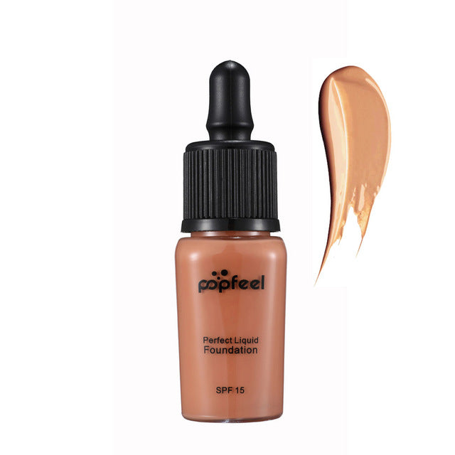 New Popfeel Base Liquid Make Up Long Lasting SPF15 Sun Block Face Whitening Dark Skin Brand Makeup Liquid Foundation
