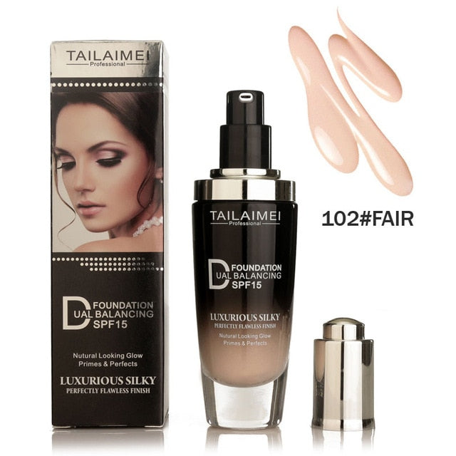Professional Face Bases Natural Brighten Cream Long Lasting Sun Block SPF15 Face Whitening Liquid Foundation Cream Makeup