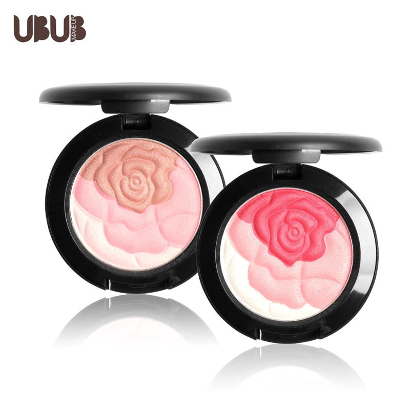 UBUB Brand Face Blusher Contour Palette Cosmetics for Women Waterproof Mineral Powder 3 Color Luxury Flower Blush Makeup