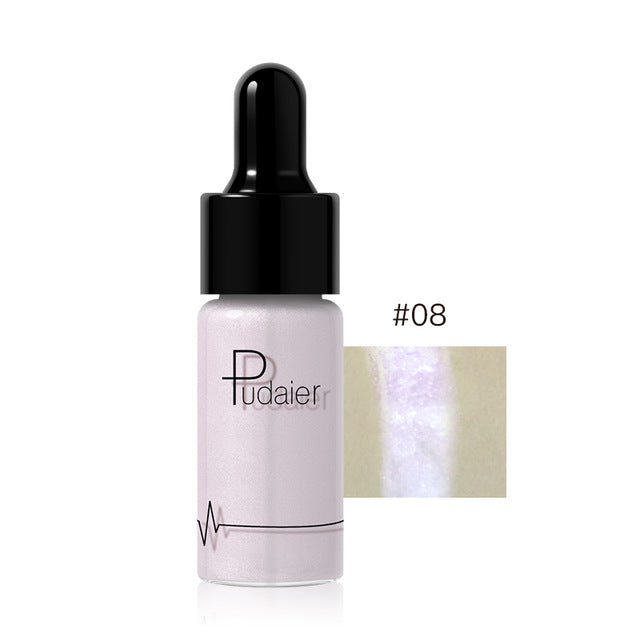 PUDAIER Professional Shimmer Highlighters Make Up White Glow Face Brighten Dark Skin Contour Bronzer and Highlighter Makeup