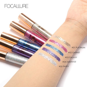 Focallure 5 Color Shimmer Eye Liner Korean Cosmetics Waterproof Pigments Shiny Silver Pink Blue Gold Glitter Eyeliner Makeup
