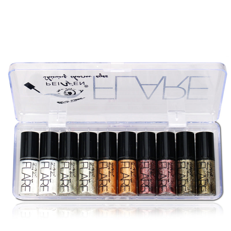 Professional New Shiny Eye Liners Cosmetics for Women Pigment Silver Rose Gold Color Liquid Glitter Eyeliner Cheap Makeup