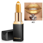 HANDAIYAN Brand New 2018 Lip Color Cosmetics for Women Long Lasting Waterproof Pigment Gold Red Nude Lipstick Shimmer Makeup