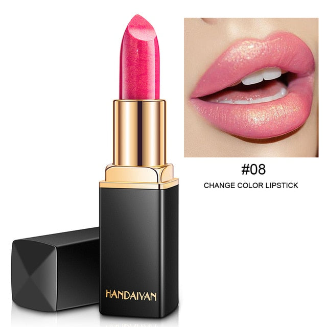 HANDAIYAN Brand New 2018 Lip Color Cosmetics for Women Long Lasting Waterproof Pigment Gold Red Nude Lipstick Shimmer Makeup