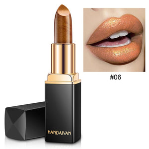 HANDAIYAN Brand New 2018 Lip Color Cosmetics for Women Long Lasting Waterproof Pigment Gold Red Nude Lipstick Shimmer Makeup