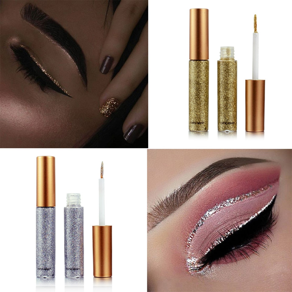2018 Shimmer Glitter Eyes Liner For Women Make Up Easy to Wear Waterproof Pigment Red White Gold Liquid Eyeliner Glitter Makeup