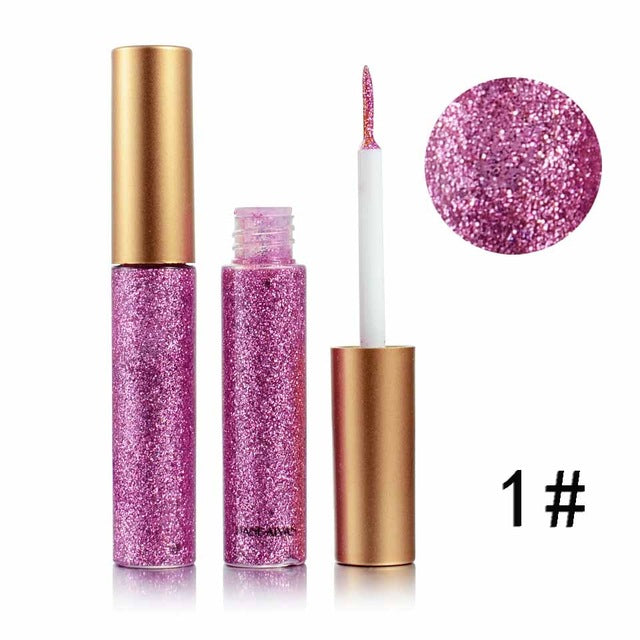 2018 Shimmer Glitter Eyes Liner For Women Make Up Easy to Wear Waterproof Pigment Red White Gold Liquid Eyeliner Glitter Makeup