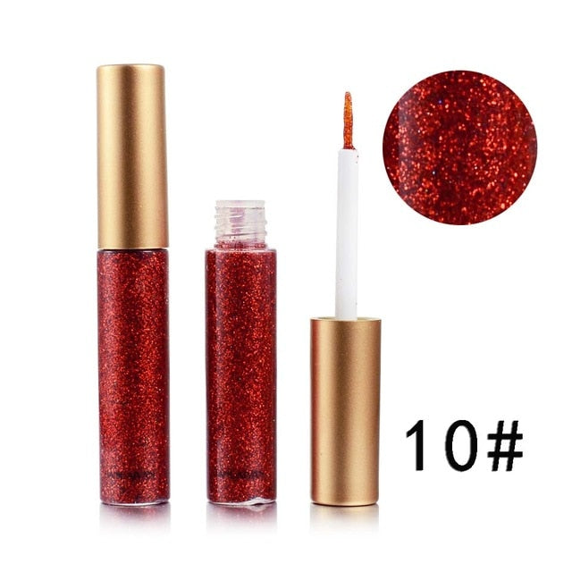 2018 Shimmer Glitter Eyes Liner For Women Make Up Easy to Wear Waterproof Pigment Red White Gold Liquid Eyeliner Glitter Makeup