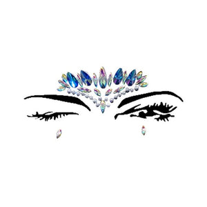 Holographic Rhinestone Tattoo Stickers Face Glitter Makeup Festival Party Makeup Body Art Gem Flash Tattoo Sticker Stage Make Up