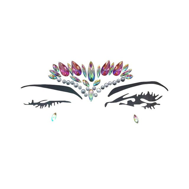 Holographic Rhinestone Tattoo Stickers Face Glitter Makeup Festival Party Makeup Body Art Gem Flash Tattoo Sticker Stage Make Up