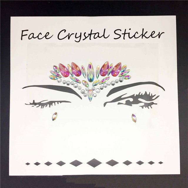 Holographic Rhinestone Tattoo Stickers Face Glitter Makeup Festival Party Makeup Body Art Gem Flash Tattoo Sticker Stage Make Up