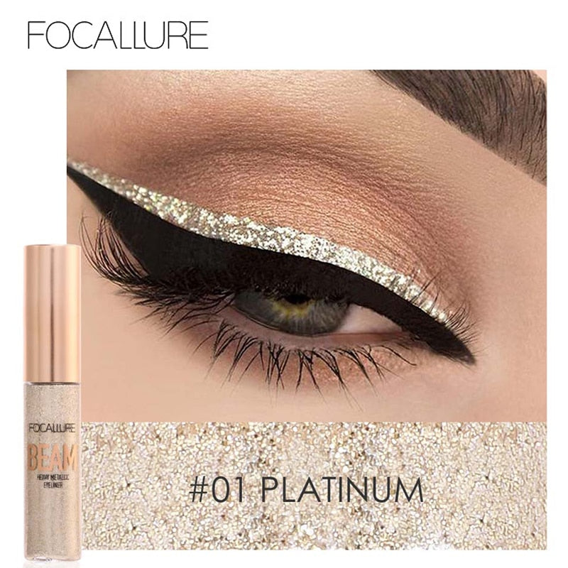 Focallure 5 Color Shimmer Eye Liner Korean Cosmetics Waterproof Pigments Shiny Silver Pink Blue Gold Glitter Eyeliner Makeup